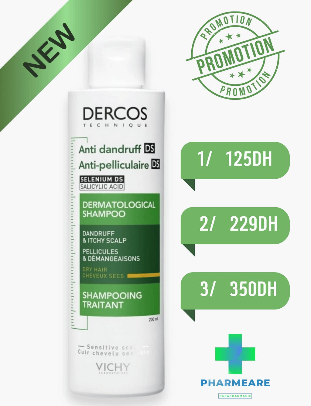 DERCOS SHAMPOOING ANTI-PELLICULAIRE DS