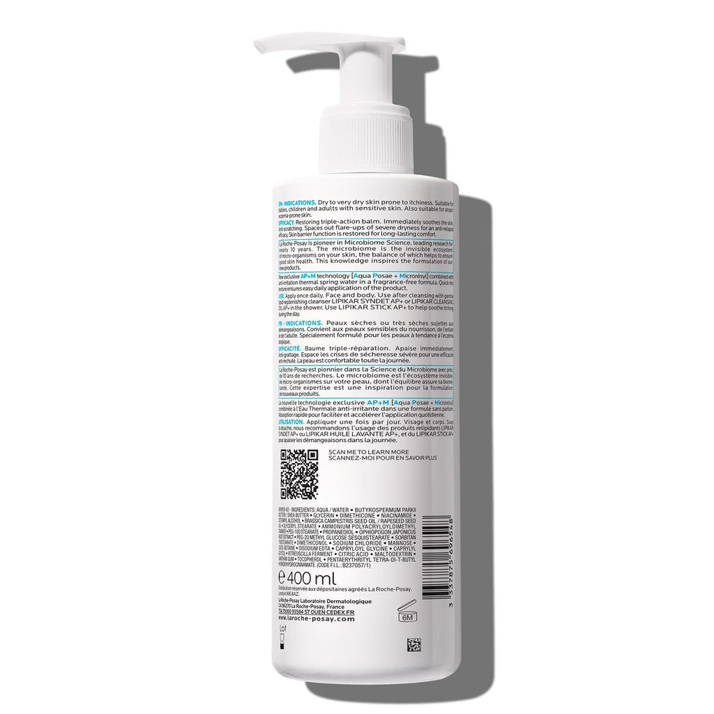 LA ROCHE-POSAY – Lipikar Baume AP+M Baume Triple-Réparation – 400ml